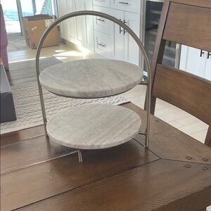 Tiered Marble and Brass Serving Stand Warm Beige Hearth and Hand with Magnolia